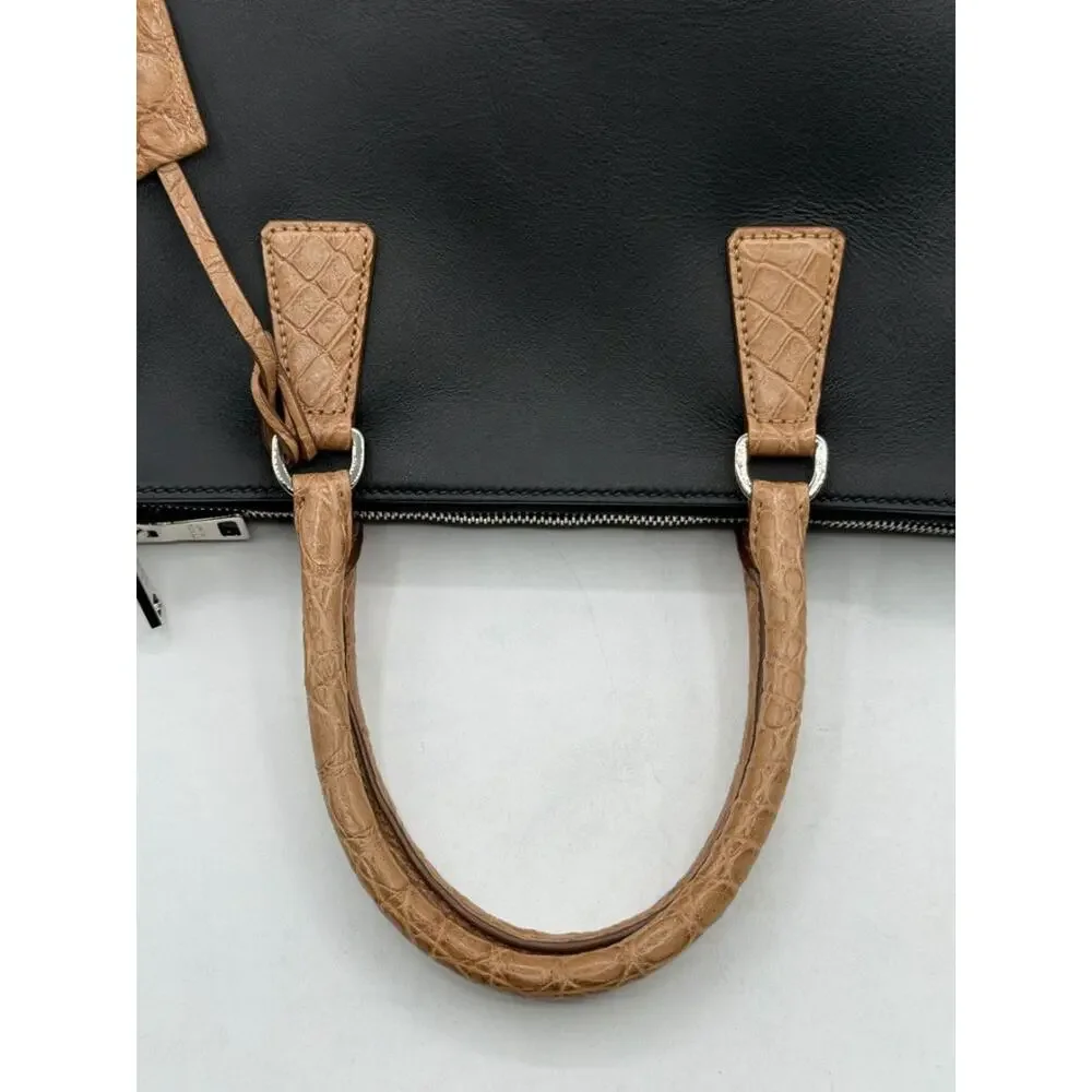 Prada Galleria Double Zip Tote in Nero & Sughero